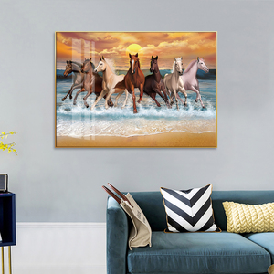 <span class=keywords><strong>Famosos</strong></span> siete <span class=keywords><strong>caballos</strong></span> blancos corriendo pinturas <span class=keywords><strong>de</strong></span> paisaje dorado sobre lienzo Arte <span class=keywords><strong>de</strong></span> la pared Decoración - Product Image 5
