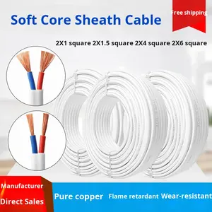 <span class=keywords><strong>Gaine</strong></span> blanche solide câble électrique plat à 2 conducteurs 1.5-2.5-4 tailles décoration de la maison climatiseur utiliser la norme nationale - Product Image 5