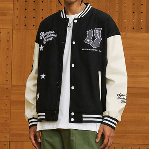 <span class=keywords><strong>Veste</strong></span> universitaire Preppy personnalisée en gros hommes manteau de baseball décontracté coupe-vent avec broderie lourde et bouton XL pour l'automne - Product Image 3