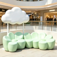 Banc en fibre de verre personnalisé en forme de nuage floral, sculpture artistique créative, siège peint à la main pour centre commercial, hall d'hôtel, maternelle