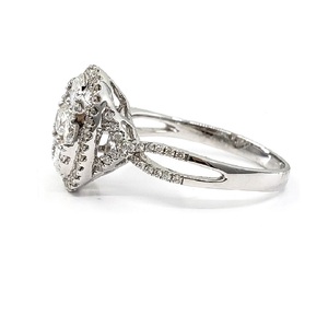 Usine directe brillant de qualité supérieure mode 18k or blanc massif véritable diamant naturel ovale détaillé cluster anneaux pour les femmes cadeau - Product Image 3