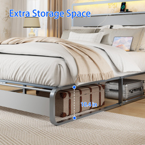 Modernas LED Metal <b>Bed</b> Full King & <b>Queen</b> <b>Size</b> Wooden Platform with Storage & Drawers for Bedroom Hotels Apartments & Villas - Product Image 3