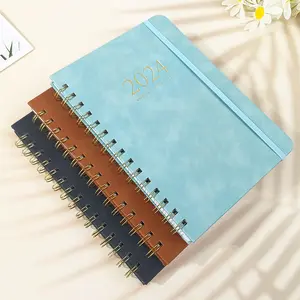 Caderno espiral de capa dura para escola, caderno de capa dura para companheiro de classe, diário mensal personalizado em PU, capa dura, diário diário, capa dura, planejador, couro, espiral, com logotipo personalizado