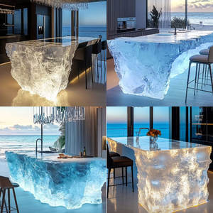 R005 mesa de bar de comedor de isla transparente iluminada para Centro Comercial patio de comidas espacio de comedor comercial - Product Image 2