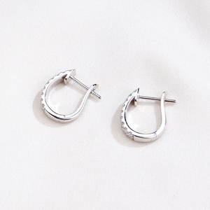 Boucles d'oreilles rondes en or blanc 9 carats avec diamants pour femmes Messi Jewelry MSE-900 - Product Image 2
