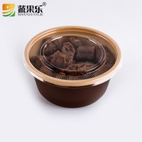 Boîte d'emballage alimentaire en PP brun pour soupes et plats à emporter, récipient jetable en plastique pour traiteur, bol rond avec couvercle