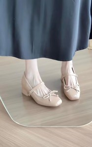 <span class=keywords><strong>Scarpe</strong></span> da Donna Mary Jane <span class=keywords><strong>con</strong></span> Fiocco e Tacco Nascosto, Comode Ballerine <span class=keywords><strong>con</strong></span> Tacco Largo - Product Image 6