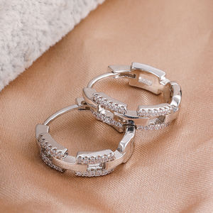 Boucles <span class=keywords><strong>d</strong></span>'oreilles créoles en laiton plaqué or 18 carats de style bohème, personnalisables, avec design en zircon, bijoux unisexe, cadeau - Product Image 4