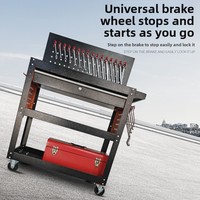 Chariot à outils FELLCO à trois niveaux, chariot de réparation automobile avec tiroirs, panneau latéral, chariot mobile multifonctionnel pour le rangement domestique des pièces KC-801