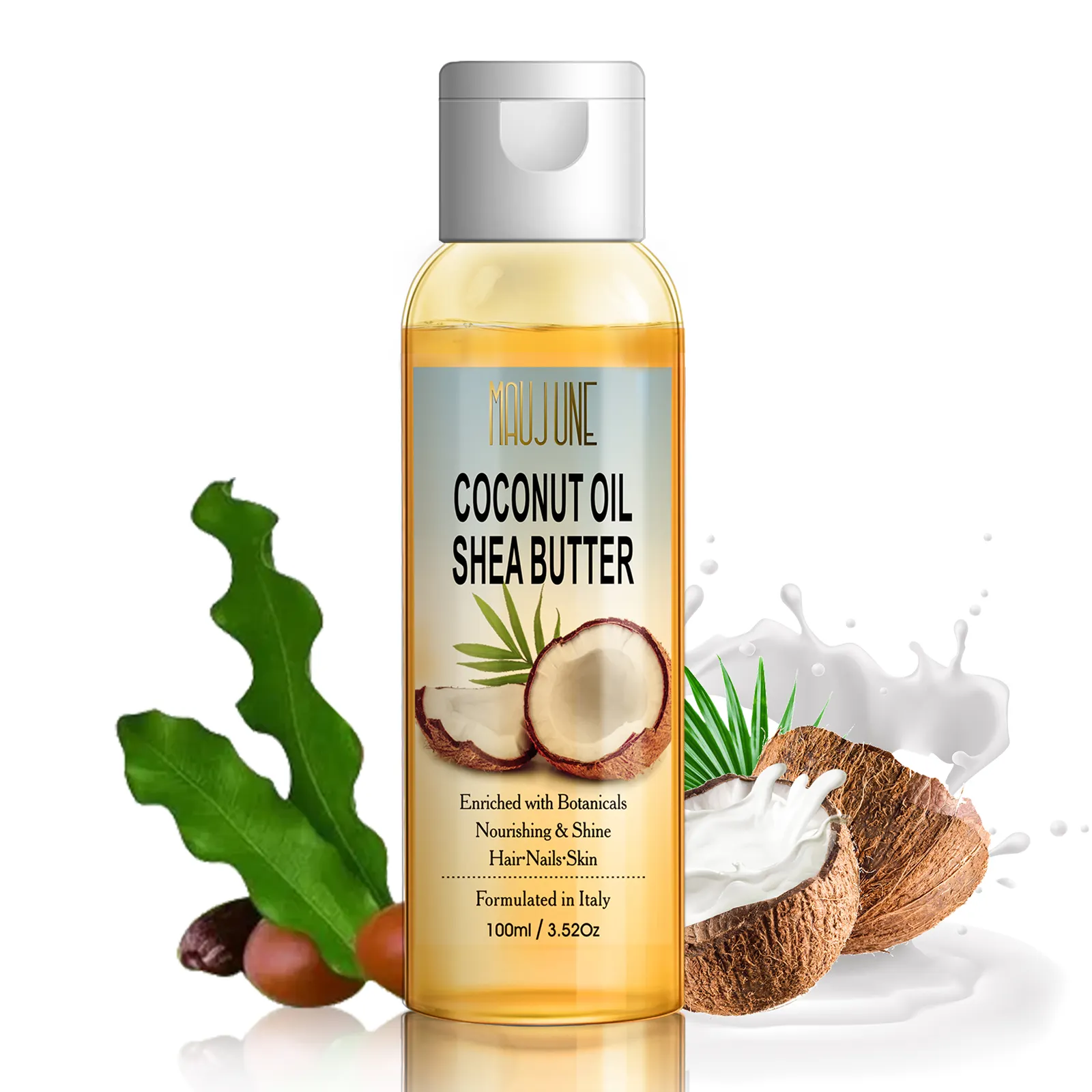 MAUJUNE Free Sample 3 in 1 Use 100% Natural Coconut Skin Nail Restore Shiny Moisture Hair Body Massage Oil