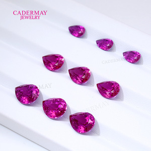 Cultured Rose Purple Pear Cut Corundum Gemstone For Jewelry Making - Product Image 2