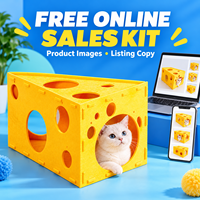 En gros, Niche pour chat en feutre jaune en forme de fromage, avec plusieurs trous, interactive, pour l'intérieur, boîte de jeu et cachette pour chats
