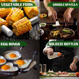 Hoàn Thành vỉ nướng công cụ Set-34-Piece thép không gỉ <span class=keywords><strong>Kit</strong></span> với nhựa xử lý Spatula scraper & tan Dome - Product Image 2