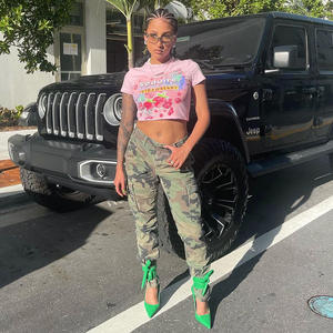 Camisetas Cortas de Verano de Alta Calidad al por Mayor, Ajustadas, de Punto, 100% Algodón, Transpirables, Casuales, con Estampado de Logotipo Gráfico para Mujer - Product Image 3