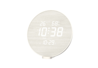 Horloge murale LED moderne avec lumière lunaire, cadran en bois, fonction snooze, thermomètre de table, chargeur USB électronique, horloge numérique intelligente