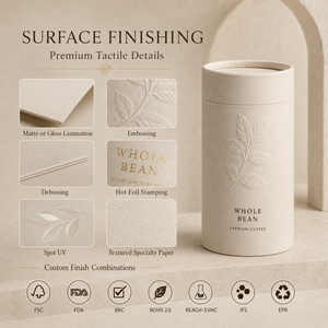 Emballage personnalisé en tube de papier de qualité alimentaire |   Boîte cylindrique en carton kraft FSC pour café, thé, poudre, complément alimentaire, OEM, biodégradable - Product Image 5