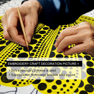 Cuadro Decorativo Cuadrado Abstracto de Calabaza para Sofá, Bordado Artesanal en Tela con Marco - Product Image 6