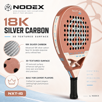 Raquette de padel NODEX NXT-IG, forme ronde, carbone argenté 18K, texture 3D, design de gorge triangulaire, 360g