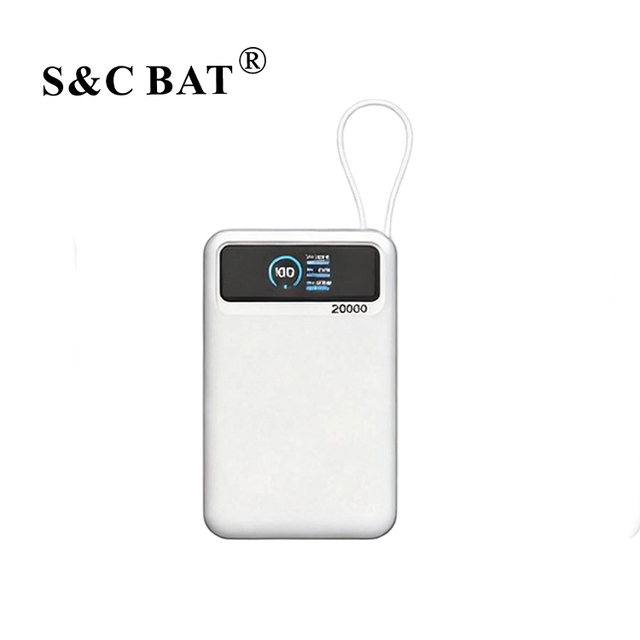 10000mAh High Capacity Portable Power Bank with Built-in Type-C Cable Fast Charging LED Display Slim Design Plastic Body