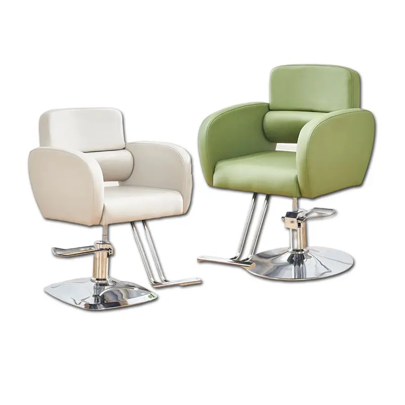 Wholesale Adjustable Swivel Modern Green Color Stainless Steels Haircut Saloon Chair Hair Salon Barber Chairs