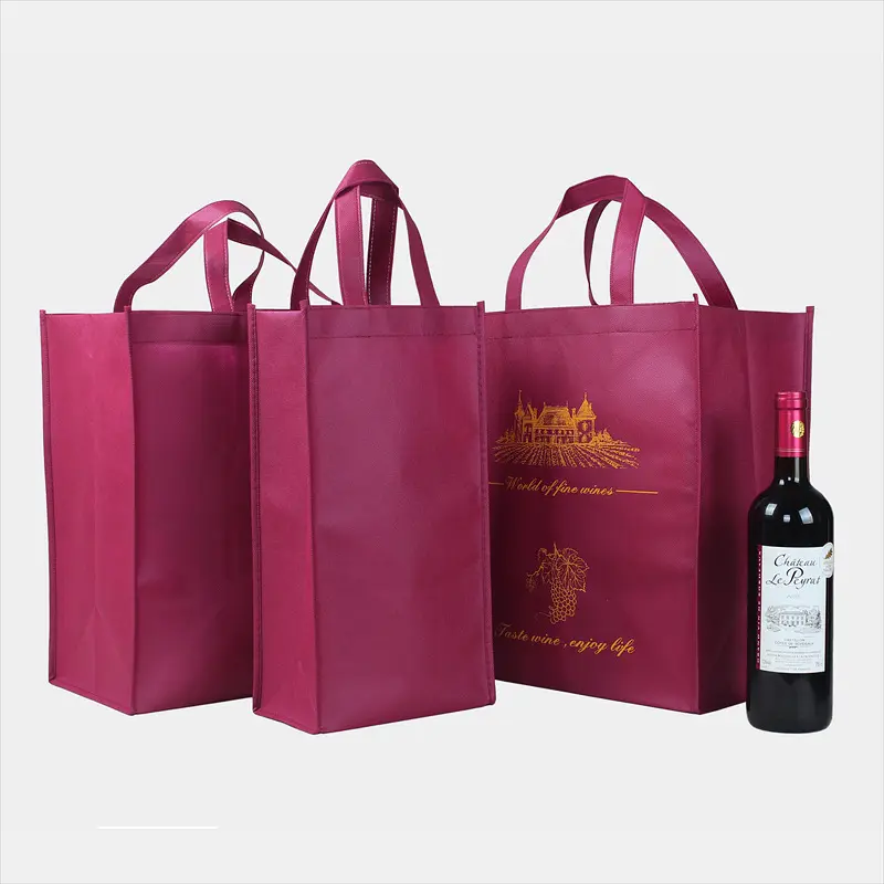 Günstige benutzer definierte Logo Vlies Wein beutel Wieder verwendbare 6 Flaschen Pack Wein Einkaufstasche