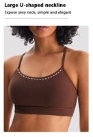 Soutien-gorge de sport dos croisé pour femme, sans coutures sur le devant, à bretelles, soutien léger, anti-transpiration, sans armatures, pour le yoga, le fitness, l'entraînement et la gym