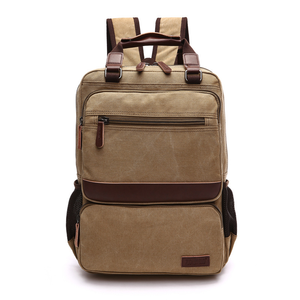 Low MOQ Wholesale Custom Vintage High Quality Washed Canvas Travel Laptop Bag Student Backpack for <b>Men</b> Women - Product Image 4