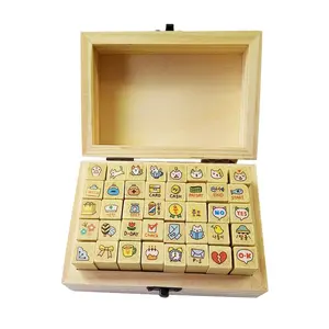 40件/盒可爱DIY卡通猫木章儿童装饰日记手工制作卡片礼品清晰橡皮图章