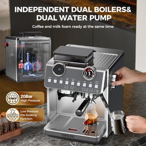Cafetera Espresso CAFELFFE con Bomba <span class=keywords><strong>Barista</strong></span>, Molinillo, Doble Calentamiento, Bombas de Agua, 20 Bares de Presión, Funciones para Cappuccino/Mocha - Product Image 2