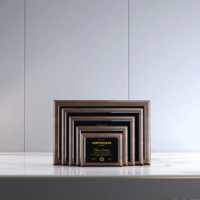 Plaque de récompense en verre cristal et bois, prix de gros usine, design personnalisé, certificat d'honneur pour la décoration intérieure avec boîte cadeau