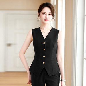 Women's Gray Slim Fit Suit Set Polyester Worsted Anti-Wrinkle Commute Three Piece - Product Image 3