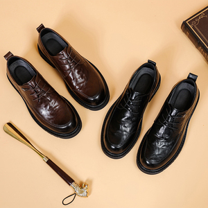 Nouvelle Arrivée Chaussures Habillées pour Hommes à Semelles Épaisses Style Britannique en Cuir Pleine Fleur Derby en Cuir Véritable - Product Image 6