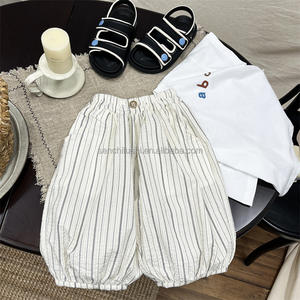 Pantalon d'été pour garçons D1406, 100% coton, imprimé, rayé, coupe courte, ample, décontracté, de haute qualité - Product Image 5