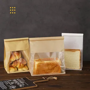 Wholesale Open Window Design Rolled Edge Toast Bread Baking Food Packaging Bags Wire Rolled Edge Sealing Bags