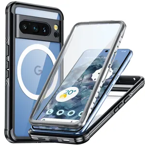 新款3合1全盖高品质手机外壳，带磁性功能，适用于谷歌像素8专业外壳