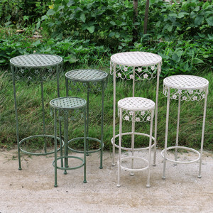 Ensemble de trois supports à fleurs hauts de style pastoral, combinaison de supports pour plantes en <span class=keywords><strong>pot</strong></span> (Pothos), décoration de <span class=keywords><strong>balcon</strong></span> et d'escalier à niveaux, finition vieillie - Product Image 2