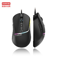 Souris de jeu filaire ergonomique Sunrose G2PRO pour Mac PC Capteur optique USB 7200 DPI 6 touches Colorful RGB Flow Lights