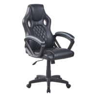 Chaise de jeu en cuir matelassé noir - Dossier haut avec soutien lombaire et design ventilé pour les espaces de jeu à domicile et de bureau