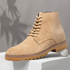 Zapatos de aumento de altura hechos a mano plantilla suave cuero de gamuza elevador hombres botas diseño Invisible - Product Image 3