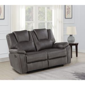 DB Katrine Manual <b>Loveseat</b> in Black with Charcoal PU <b>Recliner</b> Chair - Product Image 1