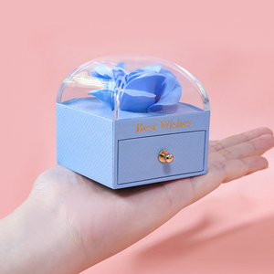 Scatola Regalo di Lusso Moderna e Romantica per San Valentino, Stile Cassetto, con Fiori di Sapone <span class=keywords><strong>Rosa</strong></span> in Plastica Ecologica, Vendita all'Ingrosso - Product Image 1