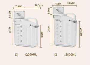 Venta al por Mayor de Recipientes Herméticos Transparentes de 2.8L para Almacenamiento de Granos, Arroz, Alimentos Secos y Cereales, con Taza Medidora - Product Image 2