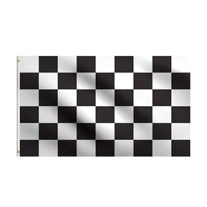 Bandera de Poliéster a Cuadros Blancos y Negros de 3x5 pies, Impermeable, Duradera y Personalizable para Fiestas de Carreras - Product Image 1
