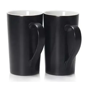 Большие кофейные кружки 20 унций 600 мл, однотонная высокая черная белая керамическая чашка, кружка с ручкой для чая, какао-кофе