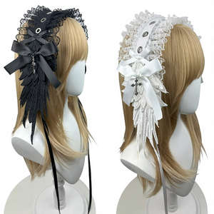 DREAM FASHION Bandeau Lolita en dentelle avec nœud et étoile, style gothique, pour subculture féminine, accessoires capillaires pour cosplay de fille tendance - Product Image 1