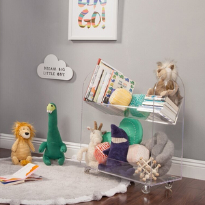 Freestanding Acrylic lưu trữ di động giỏ hàng trên bánh xe - Product Image 3