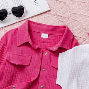 Nuovo Set Primaverile e Autunnale <span class=keywords><strong>per</strong></span> Ragazze: Canotta Tinta Unita + Camicia + Pantaloni in Crêpe + Cintura + Fascia <span class=keywords><strong>per</strong></span> Capelli - Product Image 5