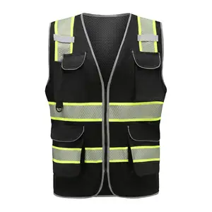 Sophisticated Black Multi-pocket Reflective VestFactory Direct Sales Site Reflective Vest