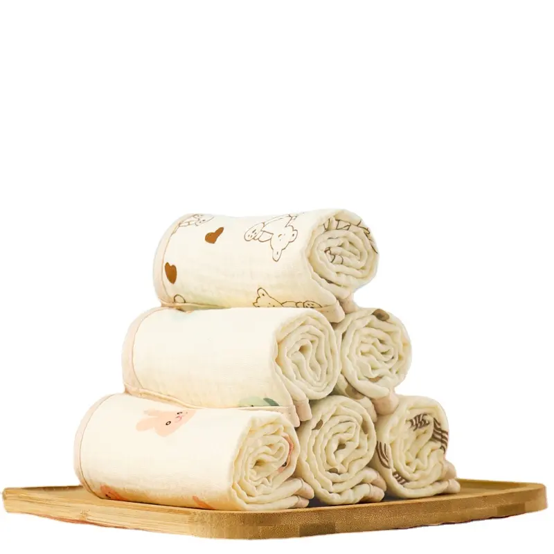 Bán buôn bé Muslin bông khăn lau in nhăn vải bé Comforter khăn sơ sinh bé Bông mặt khăn