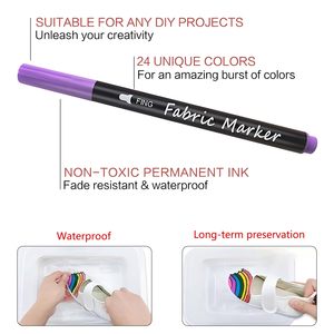 En stock NOVISON Marqueurs textiles permanents 24 couleurs pour enfants, ensemble de marqueurs pour dessin sur tissu, non toxiques, indélébiles - Product Image 5